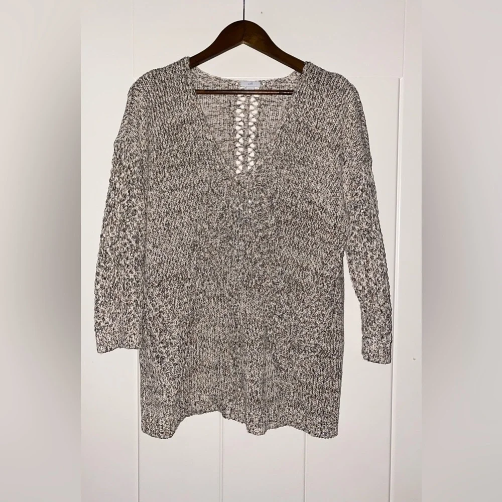 J. Jill Chunky‎ Knit Sweater Women M Open Weave Pullover Grannycore